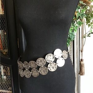 Silver Hammered Disc Chain Belt - Women Accessories